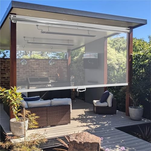 Wasserdichtes Transparentes PVC-Rollo mit Griff - Winddichtes Reißfestes Außenrollo für Balkon-Terrassen-Tür, Garten-Pergola und Kühlschrank-Trennwand Schnurloses(W90xH200cm)