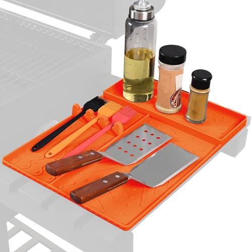 Duroecsain Tapis de Cuisson pour Grill - Set De Tapis BBQ Pour Plancha Extérieur En Silicone Résistant À La Chaleur - Grand Tapis de Protection en Silicone, Accessoires de Cuisson pour Plancha et
