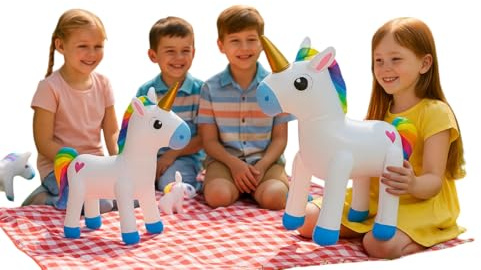 labreeze Inflatable Unicorn 53 x 35cm – Cute Blow-Up Party Decoration for Kids Birthdays, Paddling Pool Fun, Photo Booth Props, Unicorn-Themed Events & Summer Garden Celebrations