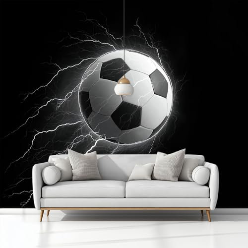 Fotomurales Surrealismo Rayo Fútbol 400 x 280 cm Papel Pintado Tejido No Tejido, Negro Fotomural Papel Tapiz Decorativos, para Dormitorio Salón TV Pared Murales Póster