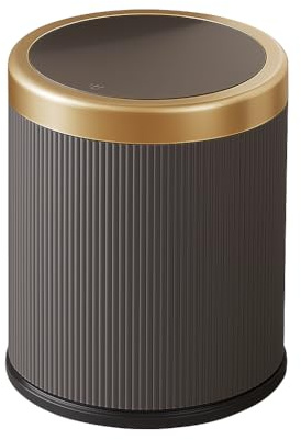 12L Small Bin with Click Lid – Includes Free 50 Bin Bags – Stylish Waste Bin for Living Room, Kitchen, Bathroom & Offic (Black and Gold)