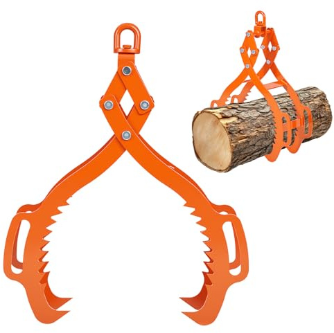 GarveeLife Log Lifting Tongs 36 in 4 Claw, Log Grapple Logging Tongs with 4 Serrated Claws, 3606 LBS Capacity Heavy Duty Claw Hook for Tractors, Trucks, Forklifts, ATV Logging, Lumber Handling