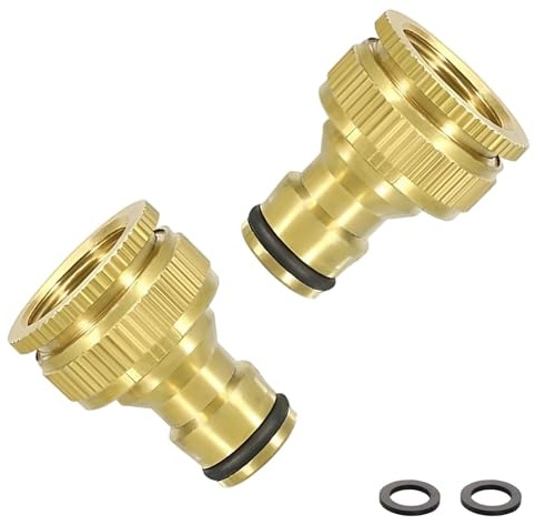 DEANKEJI 2 Pièces Adaptateur Robinet Tuyau Arrosage, 3/4 Pouce et 1/2 Pouce Raccord Rapide de Robinet Fileté, Laiton Connecteur Tuyau Arrosage, pour Tuyaux D'arrosage et Machines à Laver