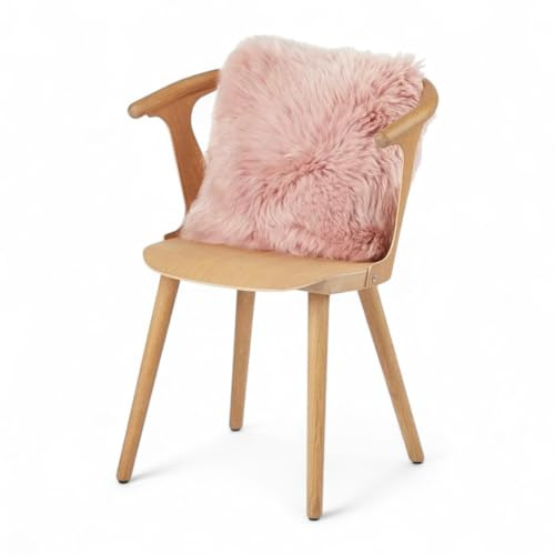 Coussin en peau de mouton véritable de luxe 40×40 cm – oreiller en laine naturelle avec dos en suède, doux et moelleux, décoratif pour canapé, lit ou chaise – peau véritable unilatérale