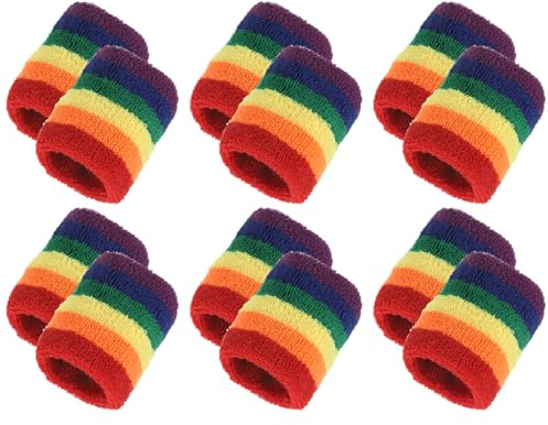 QUARKZMAN Schweißband Handgelenk Sportarmbänder Schweißbänder Saugfähige Wristband Wettkampf Armband Schweissband für Männer Frauen Tennis Basketball Fußball Laufen Regenbogen