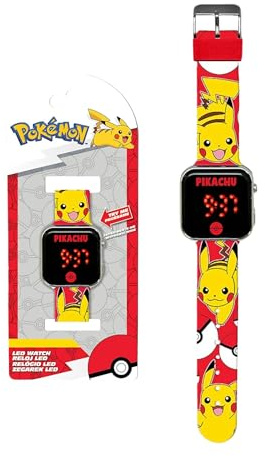 Pokemon Digitale LED Uhr, Kinderuhr mit Verstellbarem Armband, Zeit und Datum Funktion, Geschenk für Jungen