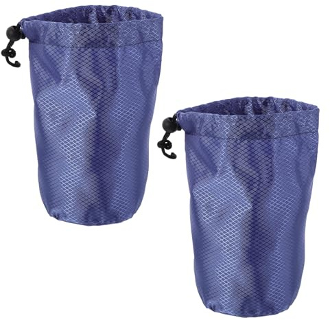 Abaodam Bolsas de Almacenamiento para Chaquetas de Plumas Cordón, 2 Piezas, Tela Oxford, Organizador de Ropa para Viaje y Camping, 19x32 Cm, Color Azul Oscuro Base Redonda
