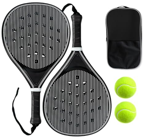 Beach Paddle Ball Set - Padelracket Kolfiberyta Lättvikt | Beach-Tennisracket med Halkfritt Grepp, Förvaringsväska | Vuxna Barn, Sommarsemester, Resa Utomhussport, 2 Racketar 2 Bollar