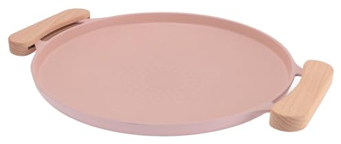 Blaihild Sartén para Barbacoa Coreana, Placa de Hierro Fundido Esmaltado con Revestimiento de Piedra Maifan Antiadherente, Perfecta para Cocinar en Interiores y Exteriores (PINK)