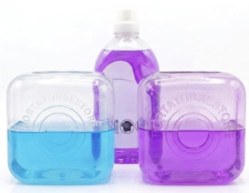 2 di Palla Dosatrice Lavatrice 160ml, in Silicone Morbido 100%, Cubo Rotante,Ultra Silenzioso, Risparmio Detersivo, non graffia, testato 100°,Graduata 40-160 ml (2 PALLE OBLO VIOLA AZZURRE)
