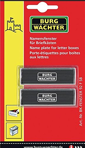 Burg-Wächter Namensfenster für Briefkästen, Zubehör zum Nachrüsten für Burg-Wächter Briefkästen, Namensschild Abdeckung, Namensfenster BK 92 F SB, 74 x 22 mm, Transparent