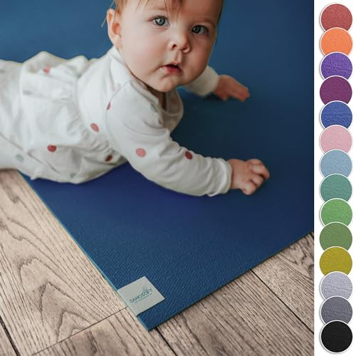 Sanosoft® Krabbelmatte Made in Germany, Öko-Tex Anti-Rutsch Krabbelunterlage - 120cm X 120cm Blau