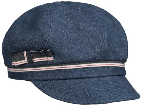 bedacht Leinen Ballonmütze mit Schleife Baker-Boy-Mütze Newsboy-Mütze Schirmmütze Leinencap Damen - Made in Italy Kapitänsmütze Schirm, Futter Frühling-Sommer Sommer