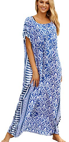 L-Peach Donna Kaftan Abito Lungo da Spiaggia Parei Copricostume Copribikini Cover Up Beachwear