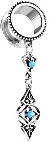 beyoutifulthings Ohr-Tunnel Türkis-Blauer Tribal Charms Anhänger Silber Ohr-Piercing Ohr-Schmuck Plug Screw Fit Flesh Schraub-Verschluss 6-16mm