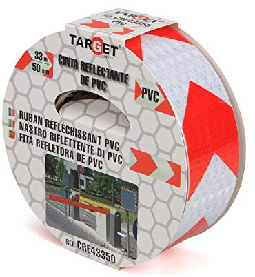 Reflektierendes Klebeband von Target, 33 m x 50 mm, Rot / Weiß (Pfeile)