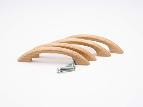 JOWE 4 stycken möbelhandtag av ek inklusive fästskruvar | lackerad yta | lådhandtag/dörrhandtag av massivt ek