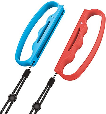 Queen.Y 1 paire de poignées de boxe avec dragonne pour Nintendo Switch Joy-Con Fitness Jeu de boxe adapté pour adultes et enfants Bleu + Rouge