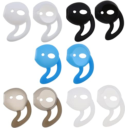 ECSiNG 5 Pares de Fundas de Ganchos para Los Oídos Almohadillas Antideslizantes de Silicona Antipérdida Compatible con AirPods 2 Y 1 Accesorios para Auriculares 5 Colores