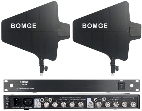 BOMGE UHF Wireless Antenna Distribution System,Active Directional Antennas, 8 Outputs + 2 Cascade Ports,Long Range 988ft,for Stage Performance,Wedding, Outdoor Broadcasting