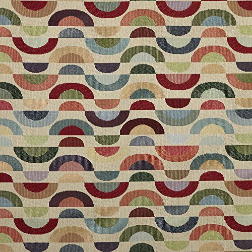Kt KILOtela – Polsterstoff, Jacquard Gobelino, Polsterstühle, Kissen, Kopfteil, Sofa, Taschen, abriebfest, Nähen, 100 cm Länge x 280 cm Breite, Halbkreise, mehrfarbig – 1 Meter