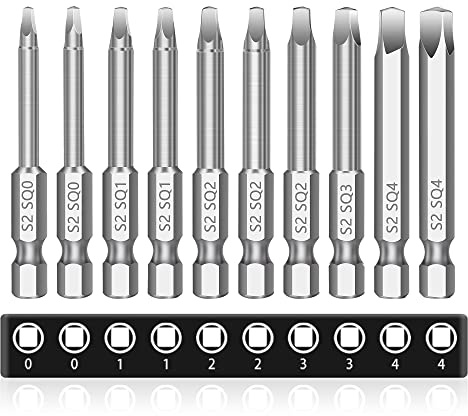 MulWark Robertson Square Allen Wrench Drill Bits Set 10PC Screwdriver Bit Set, 2.3 Long 1/4 Diameter Quick Release Shank Magnetic Square Drive Bit Set for Assembling Furniture