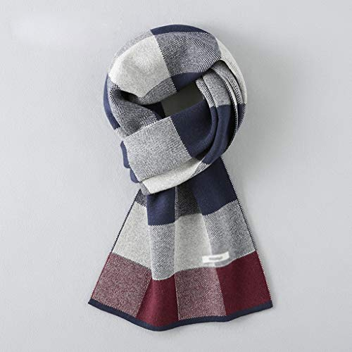 Kaschmir-Schal für Herren, Herbst und Winter, koreanische Version des Wilden Karierten gestrickten Wollschals, Geburtstagsgeschenk für Jungen (Farbe: B)