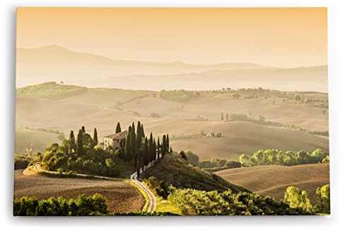 Paul Sinus Wandbild 120x80cm Toskana Landschaft Italien Finca Morgentau Grün
