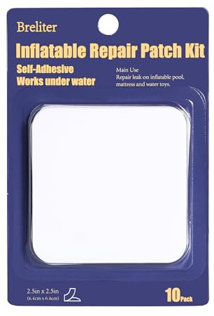 Breliter Uppblåsbar lapp reparationssats – vattentät TPU pool reparationstejp, kraftig reparationslapp för luftmadrass, studshus, uppblåsbara leksaker, tält, simring, kraftig – 10 paket med 6,3 x 6,3