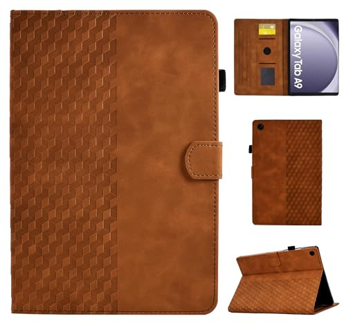 CASAFUNY Hülle für Samsung Galaxy Tab A9 8.7 Zoll 2023 (SM-X110 SM-X115), PU Leder Tablette Schützhülle Multi-Winkel Ständer Cover Case mit Auto Schlaf/Wach für Galaxy Tab A9 2023, Braun