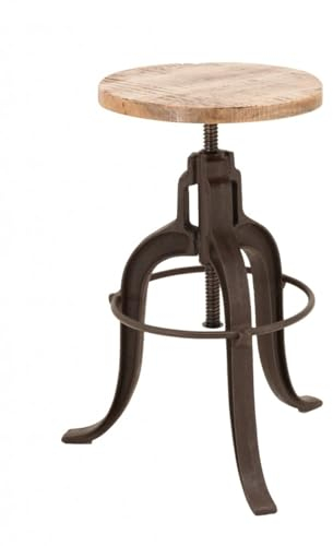 möbelando Drehhocker >Iron< in Natur/schwarz aus Massivholz/Metall - 35x55x35 (BxHxT)