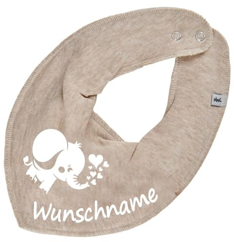 HALSTUCH mit Namen oder Text personalisiert für Baby oder Kind aus Baumwolle in Einheitsgröße Elefant