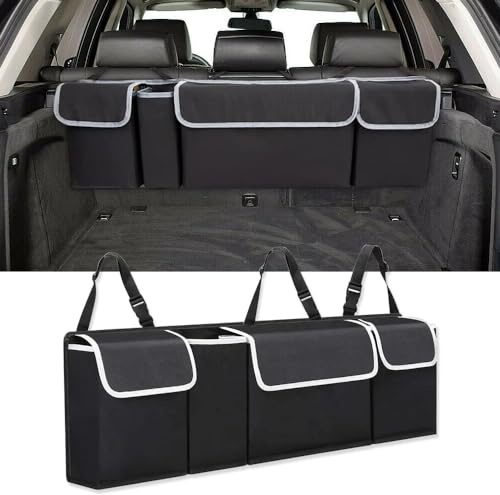 MMHGFIR Organizer für Auto aus Oxford-Stoff, für VW ID.3 / ID.4 ID.5 GTX Pro/ID.Buzz/ID B Multi Aufbewahrungstasche für Auto mit netztaschen,Auto Leder Kofferraum Organizer