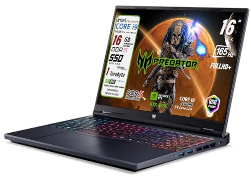 acer Predator Helios Neo Portatile Gaming, CPU Intel Core i9-14900HX, 24 core, RAM 16Gb DDR5, 1Tb SSD, Display FHD+ 16 WUXGA IPS 165Hz, GeForce RTX 4060 8Gb GDDR6, Win 11, Preconfigurato