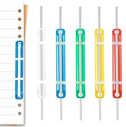 VZU 50Pcs Paper Fasteners – Colored Prong Clips for School & Office | Binder clips & paper clamps, durable plastic fasteners in multicolor, for Office School Paper Files