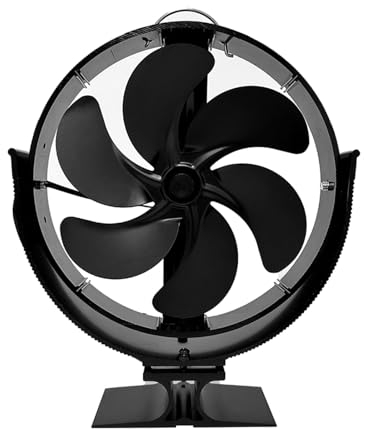 PEILINZE Wärmebetriebener Ofenventilator, effizienter Wärmeverteilungsventilator, 6 Flügel, wärmebetriebener Ofenventilator mit Abdeckung, spart Kraftstoffe, bleibt warm, leiser Betrieb