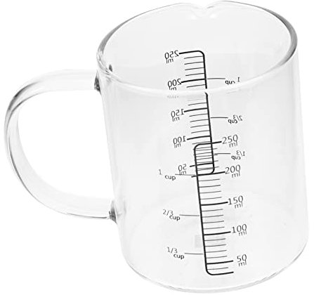 Hoement Misurino in Vetro Borosilicato Con Manico Isolato Capacità Tazza Graduata Per Latte e Miscele Misurino Antiscottatura Per Cucina Domestica e Bar