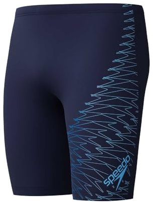 Speedo Medley Logo Jammer da Nuoto per Uomo, Navy e Lagoon Blue, 26