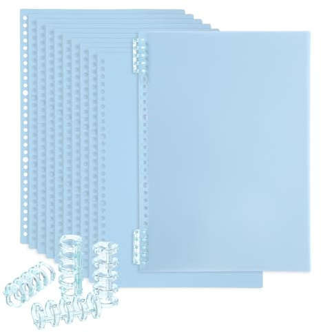 PATIKIL 12 Pack Cubiertas de Encuadernación, A4 (11.8X8.5 Pulgadas) 22 Mil Cubiertas de Plástico para Cuadernos con Peine de Encuadernación para Presentación de Informes, Azul Claro