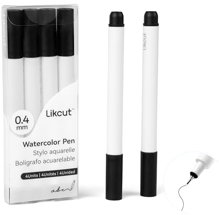 LIKCUT Schwarze Stifte für Mini Plotter, 0,4mm Feinspitze Spitze Tip | Aquarellstifte für Zeichnung, Kompatibel mit S501 & S41, 4 Stück