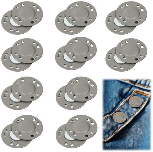 Raheem 10 Paar Magnetverschluss Tasche, Magnetknöpfe, Druckknöpfe zum Annähen, Magnetknöpfe zum Annähen für Einnähen Handarbeiten Basteln Kleidung Nähen Taschen (Grau)