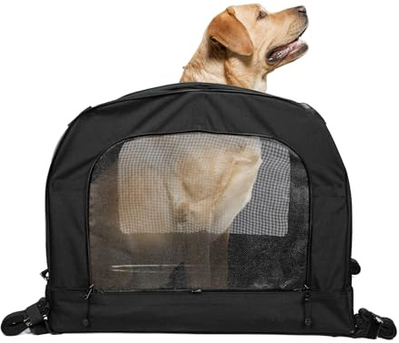 DEEMEED Motorcycle Dog Carrier Capsule XL - Heavy Duty Pet Travel Bag for Large Breeds up to 80 lbs - Universal Fit for Sissy Bar, Luggage Rack - Secure, All-Weather Ventilation, Car & Motorbike Use