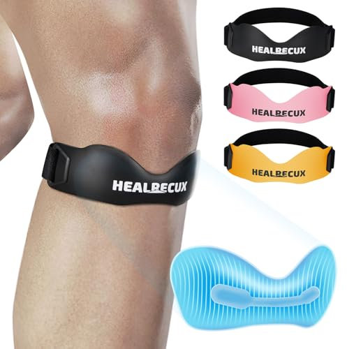 Healrecux Patellasehnenbandage, Kniescheiben Bandage Patella Knee Support für Fußball, Basketball, Laufen, Tennis, Sehnenentzündung, Volleyball und Kniebeugen, Patellasehne Kniestütze, Schwarz