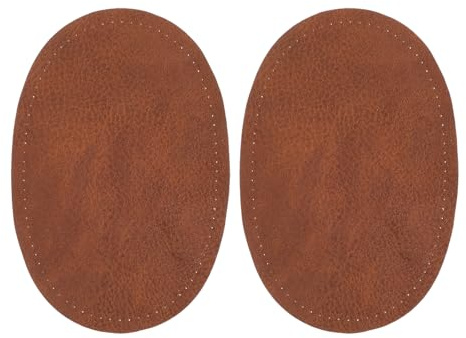 2PCS Elbow Patches Sew-On Fabric Oval PU Leather Patch,Clothing Fabric Repair Sewing Patch for Sweaters, Jackets, Trousers and Hats(Coffee, 5.43×3.54 Inches)