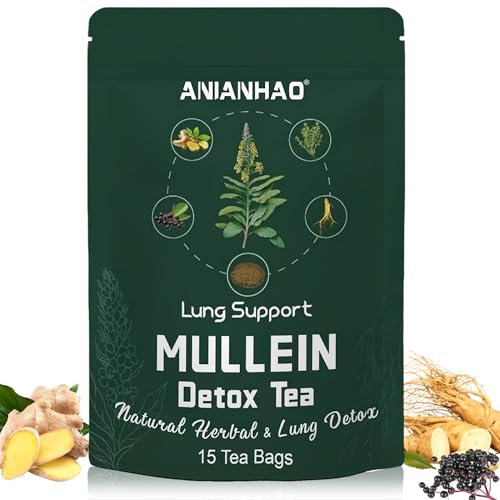 Mullein Leaf & Thyme Tea Bags, 6 in 1 Mullein Teas for Lungs & Throat – Herbal Tea for Respiratory Support | Mullein Leaf & Herbal Blend for Lung Health & Wellness