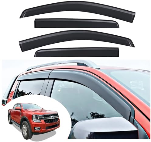 JHCHAN Winddeflektoren Dunkel Windabweiser für Ford Ranger 2023-2026 T9 Raptor Wildtrak Limited Tremor XL XLT Platinum 4X4 Doppelkabine Pick-ups