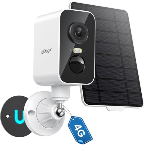 ieGeek 4G Magnética Camara Vigilancia Sim Exterior Solar, Sin WiFi-2K, 300°Pan, Batería 10000mAh, Detección Humana PIR & Sensor Movimiento, Visión Color, IP66, con Tarjeta SIM -Ideal Camping