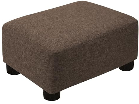 CAROLMADE Small Foot Stool Ottoman Footstool with Legs Under Desk Footrest for Living Room Bedroom and Office,Linen-Brown