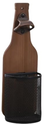 HuadaXtai Apribottiglie Da Parete con Porta Tappi per Amanti Della Birra, Supporto in Legno per Bar di Casa