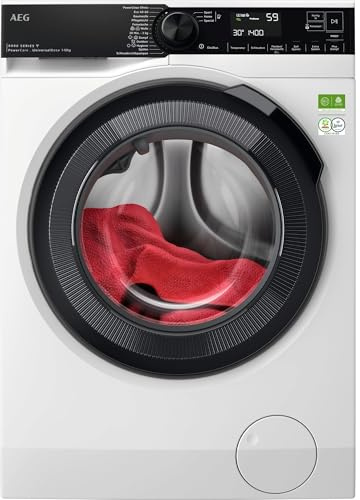 AEG Serie 8000 WiFi Waschmaschine 10kg, PowerCare, UniversalDose LR8EW75400 | Für Familien, vollständige Fleckenentfernung in 59 Min bei 30°C, Schublade für PODS u. Waschmittel, Dampfprogramm, 1400 U/Min